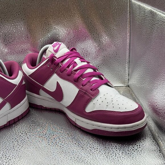 Size 9.5 Nike Dunk Low Womens Next Nature Hot Fuchsia Leather Sneaker DD1873-110 - Picture 4 of 11